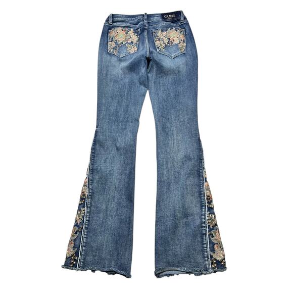 Grace In LA Jeans Womens Sz 28 Blue Medium Wash Embroidered Western / boho / Y2K - Picture 3 of 15